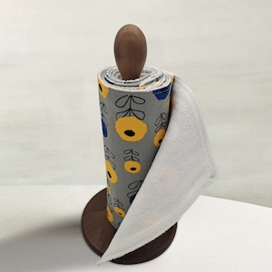 Reusable Paperless Kitchen Towels, Zero Waste, paper towels roll with snaps，Multi-use, Kitchen Clothes, Dish Towels，Grey sunflower