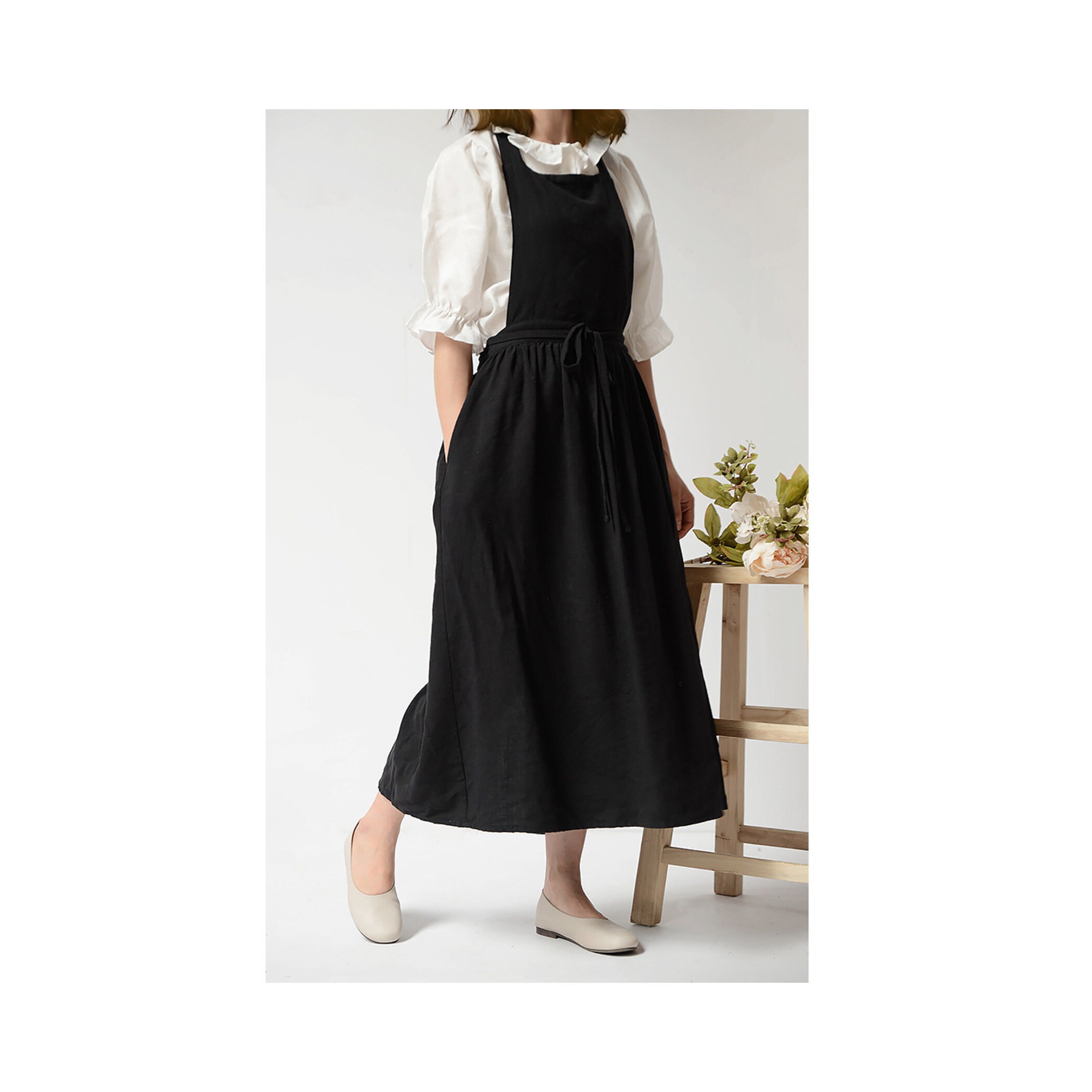 Washed Cotton Apron Dress pinafore dress garden dress Etsy