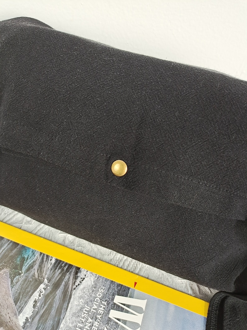 Custom logo Crossbody bag, black cotton linen school bag, market bag, tote bag,shopping bag ，travel bag，beach bag-Handmade, limited image 3
