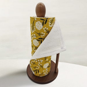 Rolo de toalhas sem papel, desperdício zero, toalhas sem papel, roupas de cozinha, panos de prato, toalhas de papel reutilizáveis pré-enroladas, dente de leão amarelo