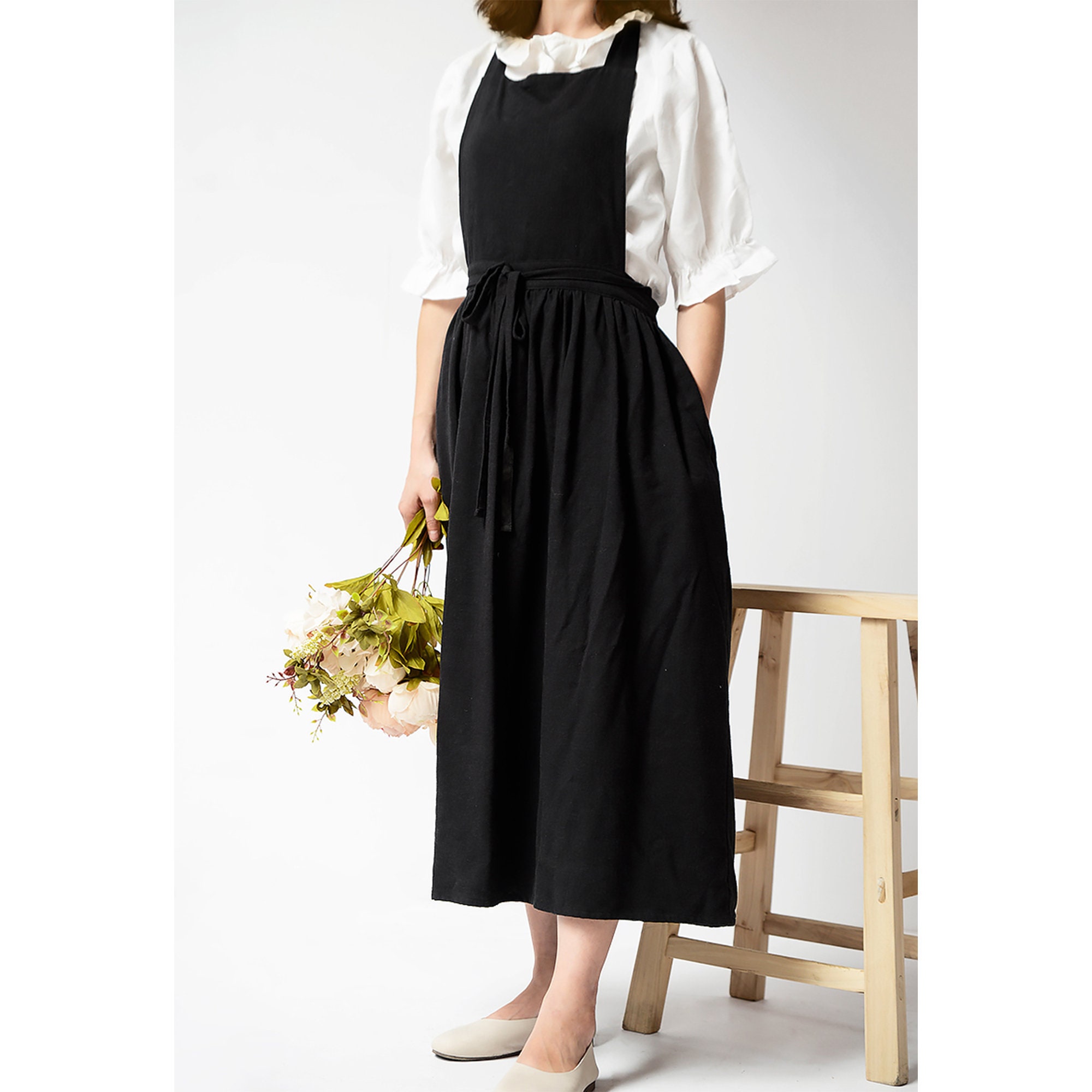 Washed Cotton Apron Dress pinafore dress garden dress Etsy