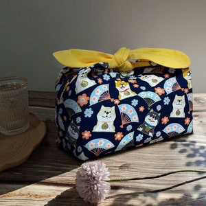 Custom Name Dog Reusable  lunch bag bento bag, zero waste , Eco Friendly  lunch box cloth School Gift for  women