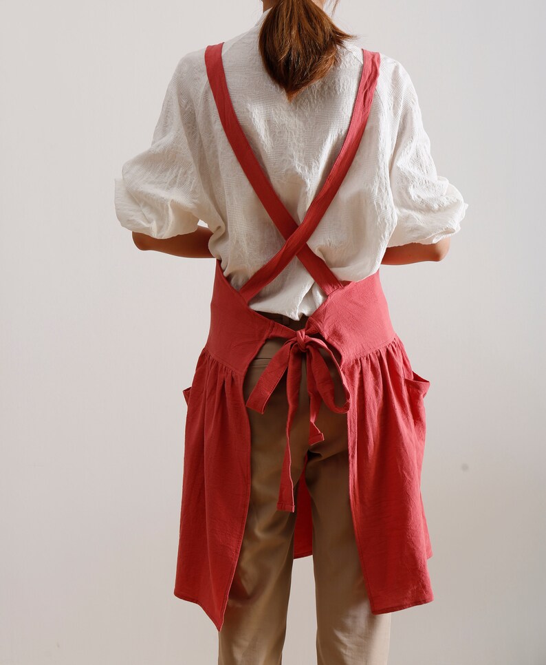 Cotton and Linen Apron Dress Apron for Petite Women With Etsy