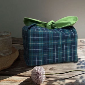 Custom Name British plaid insulated  lunch bag bento bag, zero waste , Eco Friendly  lunch box cloth School Gift for  women christmas gift