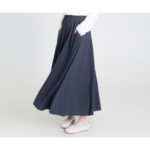 Custom size cotton skirt loose skirts A-line elastic waist skirt travel skirt beach skirt dark gray  christmas gift