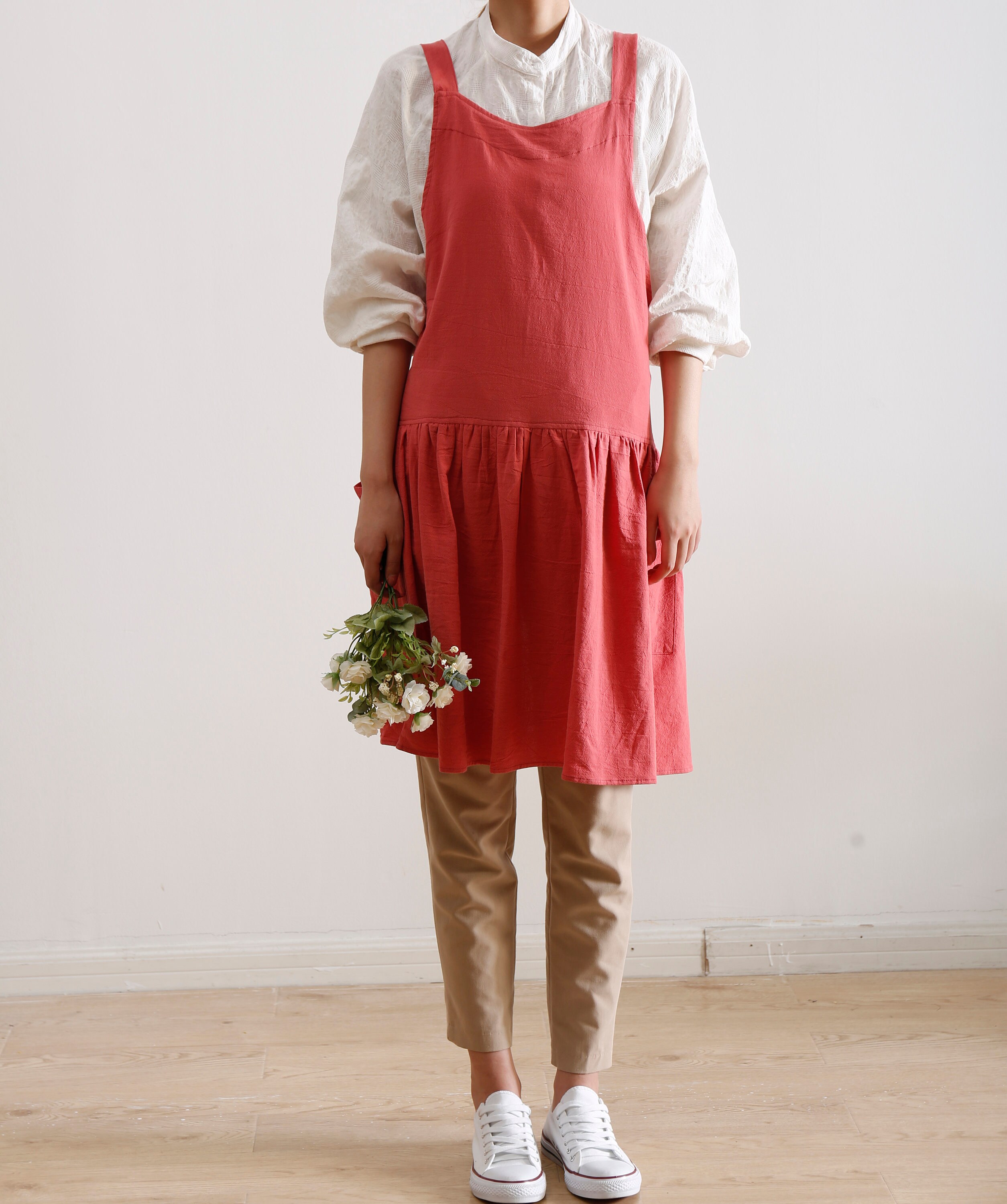 Cotton and Linen Apron Dress Apron for Petite Women With Etsy