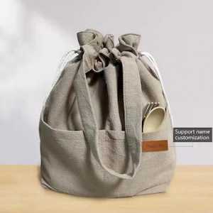 Name Custom Thermo Lunch Tasche mit Kordelzugverschluss, Reisetasche, Organizer Tasche für Frauen oder Männer Khaki