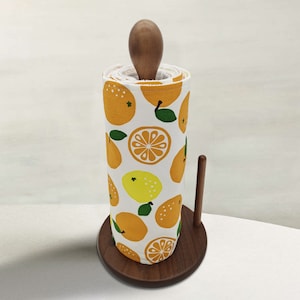 Paperless Kitchen Towels eco-friendly, Zero Waste Dish Towels Reusable paper towels roll with snaps  Kitchen Clothes Lemon and orange