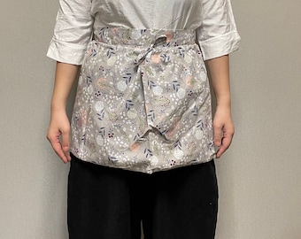 Harvest Apron Gathering Apron, Egg Apron，Cotton Foraging Apron Garden Apron with pockets  Vegetable, Fruit,Christmas gift gray dandelion