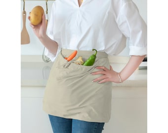 Harvest Apron Gathering Apron, Egg Apron，Cotton Foraging Apron Garden Apron with pockets  Vegetable, Fruit,Christmas gift for adult and kids
