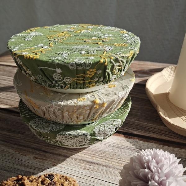 Coperchi per ciotole riutilizzabili, copertura per la lievitazione del pane, forniture per la cottura del pane, lavabili, sostituzione zero rifiuti, regalo di Natale per inaugurazione della casa, stile ricamo