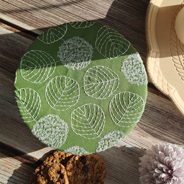 Reusable Bowl Covers Bread Proofing Cover Bread Baking Supplies, Washable Zero Waste Swap, Christmas Gift housewarming embroidery leaves