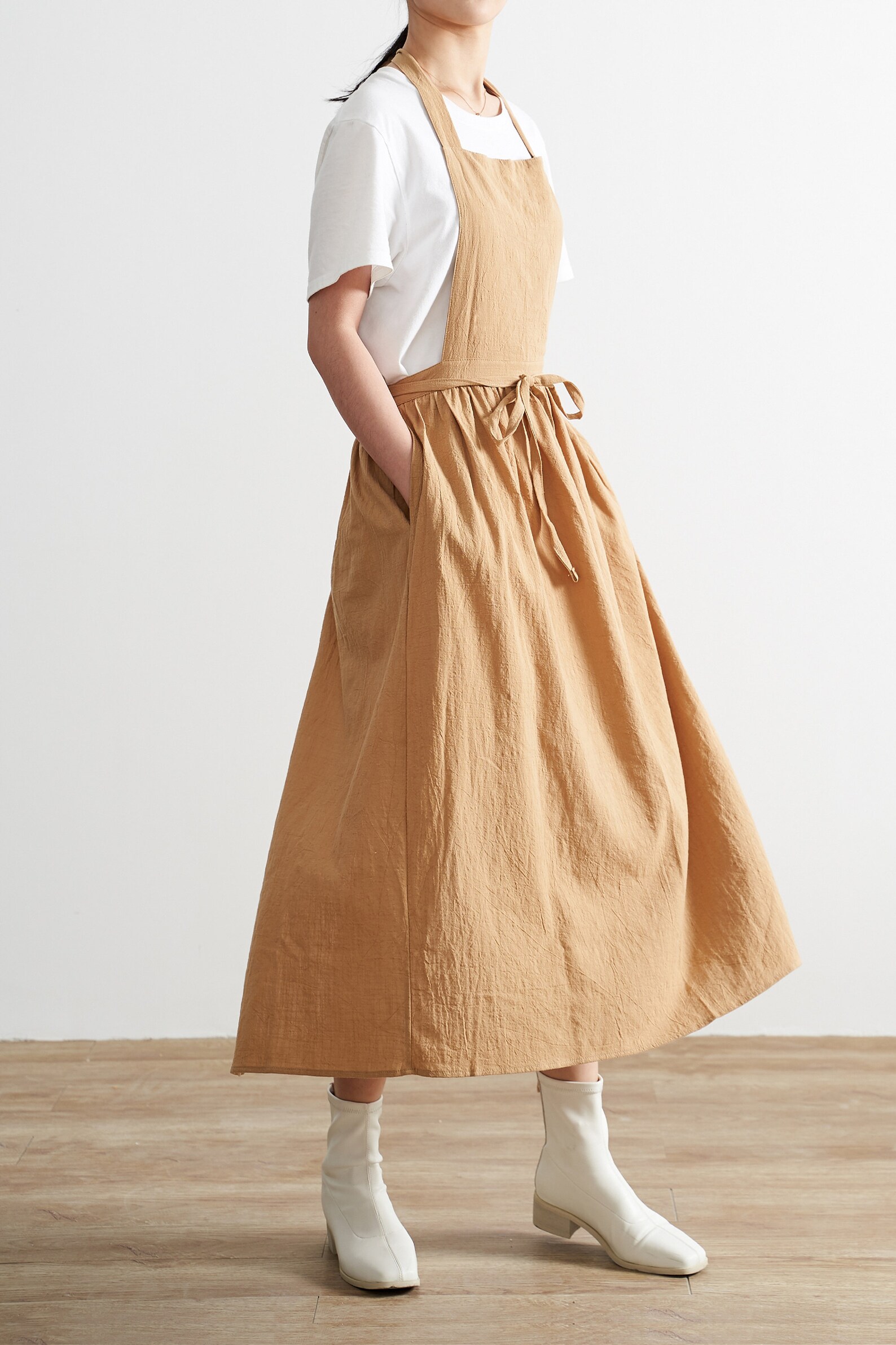 Linen Apron Full Apron Dress Cotton pinafore dress garden Etsy