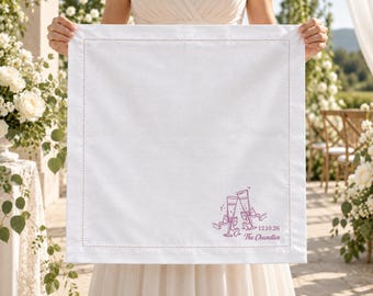 Wedding Napkins, Cocktail Napkin for Engagement, Couple Linen Napkins, Bridal Shower Decor, Wedding Reception Supplies, Party Place Setting