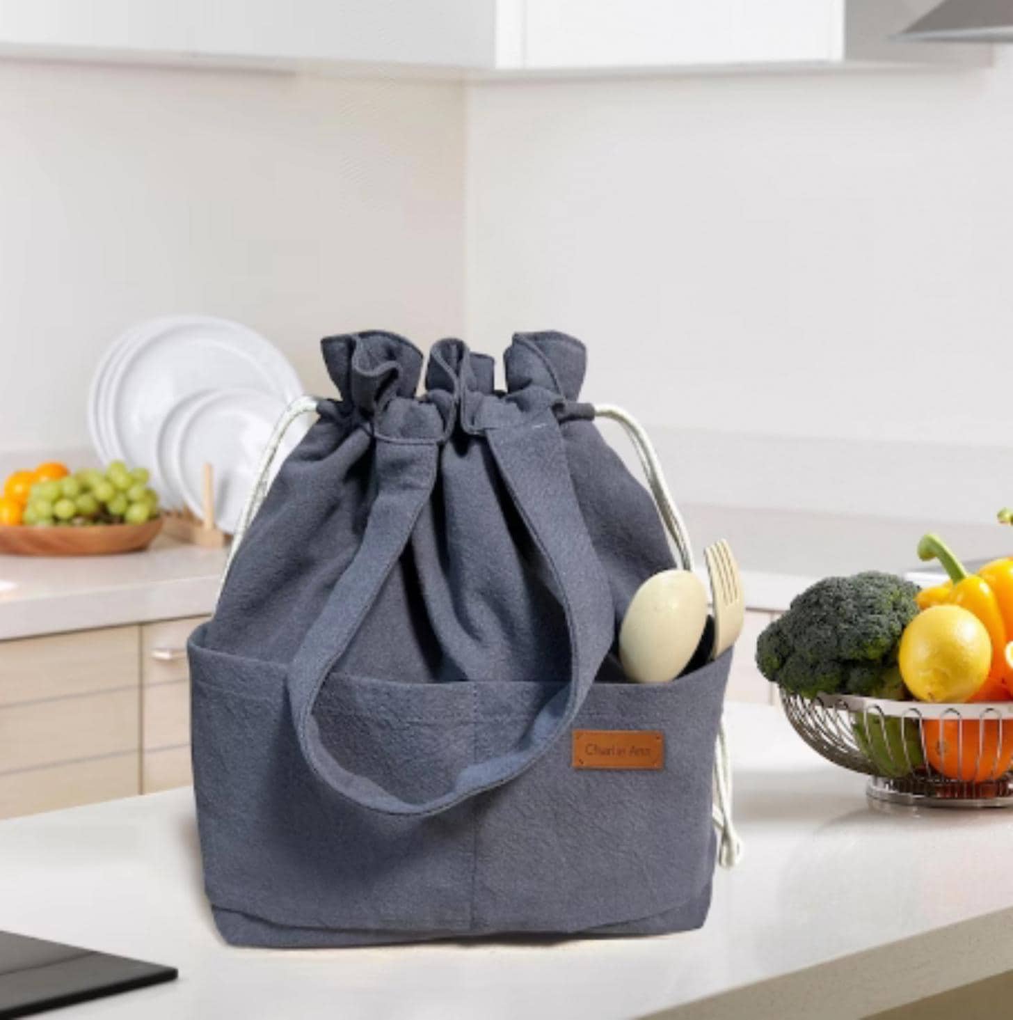 Borsa Pranzo Termica Per Bambini E Adulti - Grigia, 21.6x12.7x20.3 Cm, Isolata, Impermeabile, Riutilizzabile