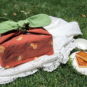 Custom Name Pumpkin Reusable lunch bag bento bag, zero waste , Eco Friendly lunch box cloth School Gift for women image 2