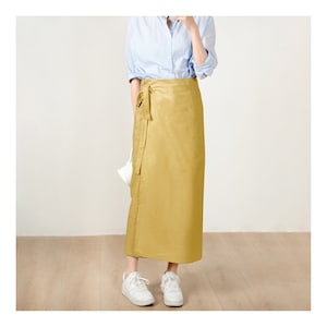 Custom Size Cotton linen wrap skirt, wrap around skirt,high waisted skirt,Custom Size, wrap midi skirt,Full length skirt, Yellow