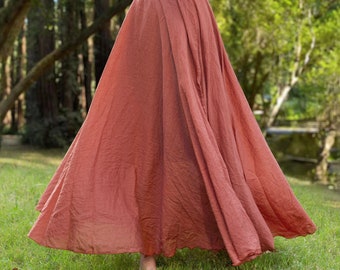 Custom Size Cotton Rust Red  linen skirt soft and flowing linen skirt travel skirt beach skirt gift for her