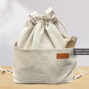 Name Benutzerdefinierte Kühltasche mit Kordelzugverschluss, Reisetasche, Organizer für Frauen oder Männer Beige