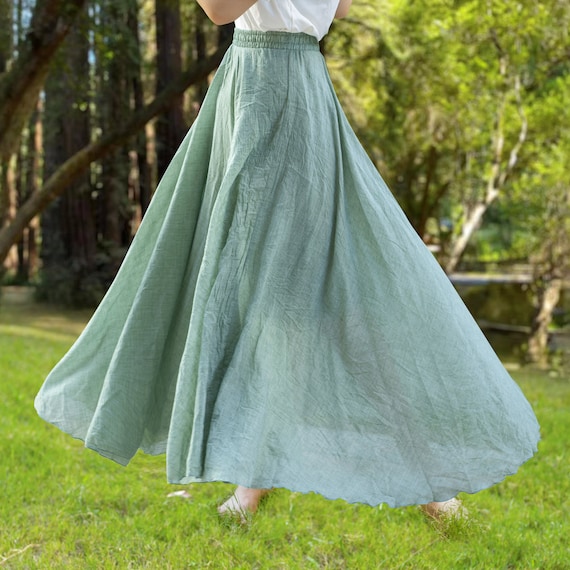 Custom Size Cotton Linen Skirt Soft and Flowing Linen Skirt Travel