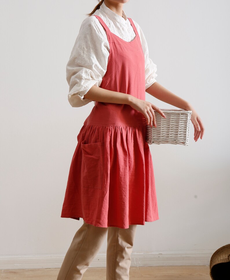 Cotton and Linen Apron Dress Apron for Petite Women With Etsy