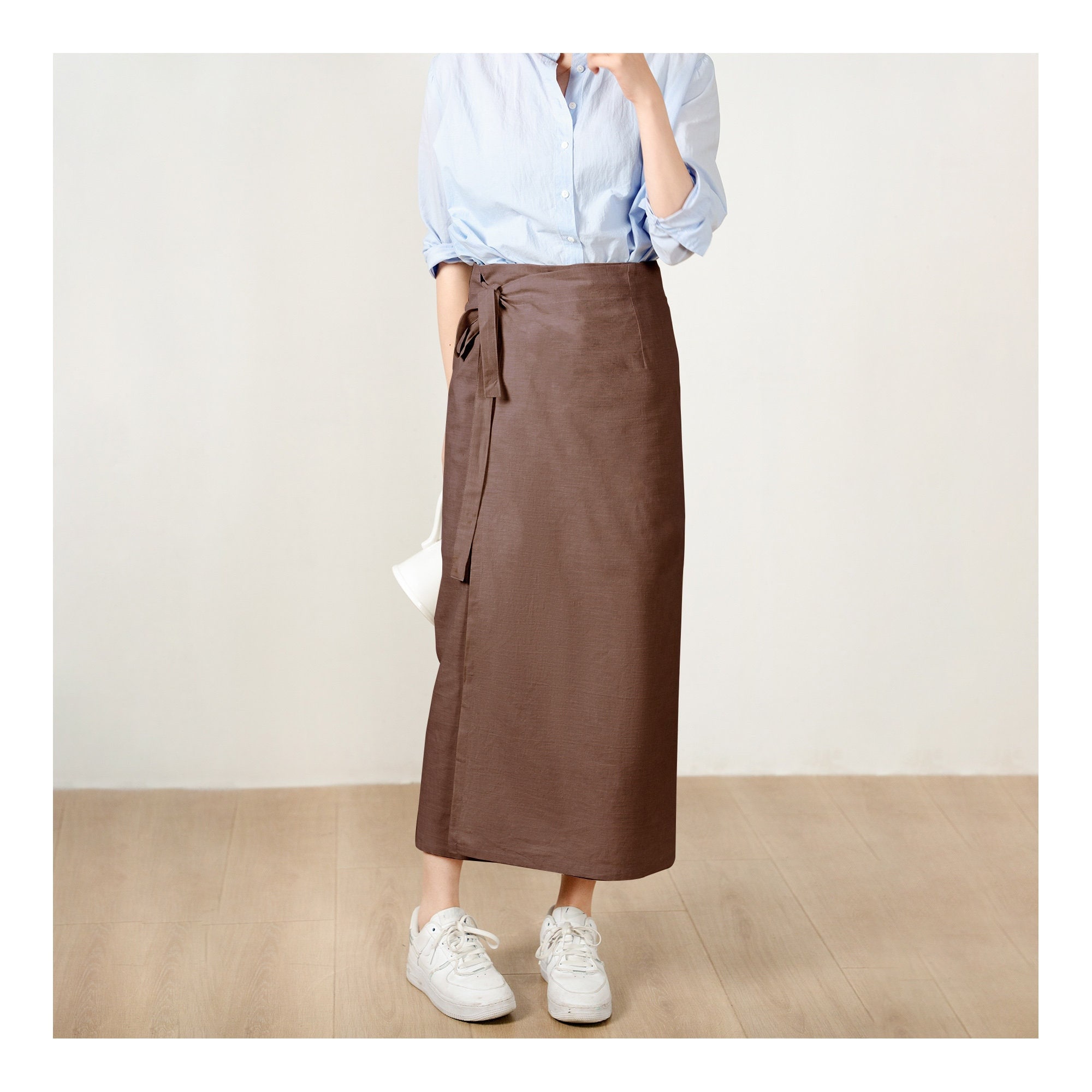 Custom Size Cotton Linen Wrap Skirt, Wrap Around Skirt,high