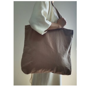 Custom size Light brown tote bag, cotton linen tote bag, market bag, linen bag, shopping shoulder bag， travel bag，beach bag