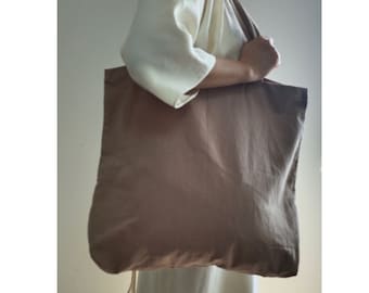 Custom size Light brown tote bag, cotton linen tote bag, market bag, linen bag, shopping shoulder bag， travel bag，beach bag