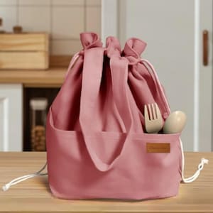 Name Benutzerdefinierte Thermo-Lunch-Tasche mit Kordelzugverschluss, Reisetasche, Organizer-Tasche für Frauen oder Männer Pink