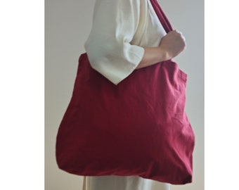 Custom logoRed  tote bag, cotton linen tote bag, market bag, linen bag, shopping shoulder bag， travel bag，beach bag，Literary and elegant