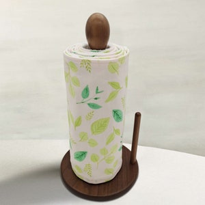 Toalhas de cozinha sem papel, cozinha sem papel, rolo de papel toalha reutilizável com botões laváveis, ecológicos - Coleção Botanical Leaf