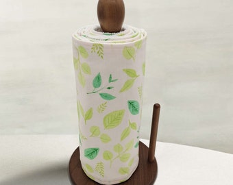 Paperless Kitchen Towels, Paperless Kitchen, Reusable paper towels roll with snaps washable, eco-friendly — Botanical Leaf Collection