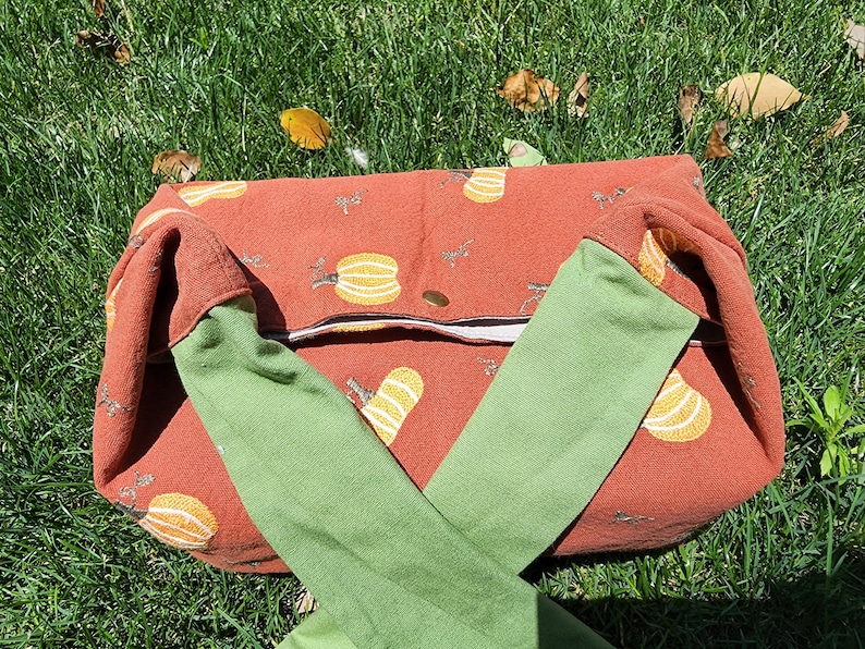 Custom Name Pumpkin Reusable lunch bag bento bag, zero waste , Eco Friendly lunch box cloth School Gift for women image 4