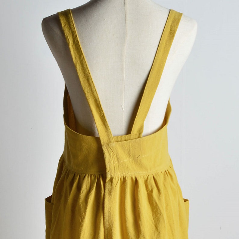 Apron Dress Linen Fabric Apron With Pockets for Women Etsy