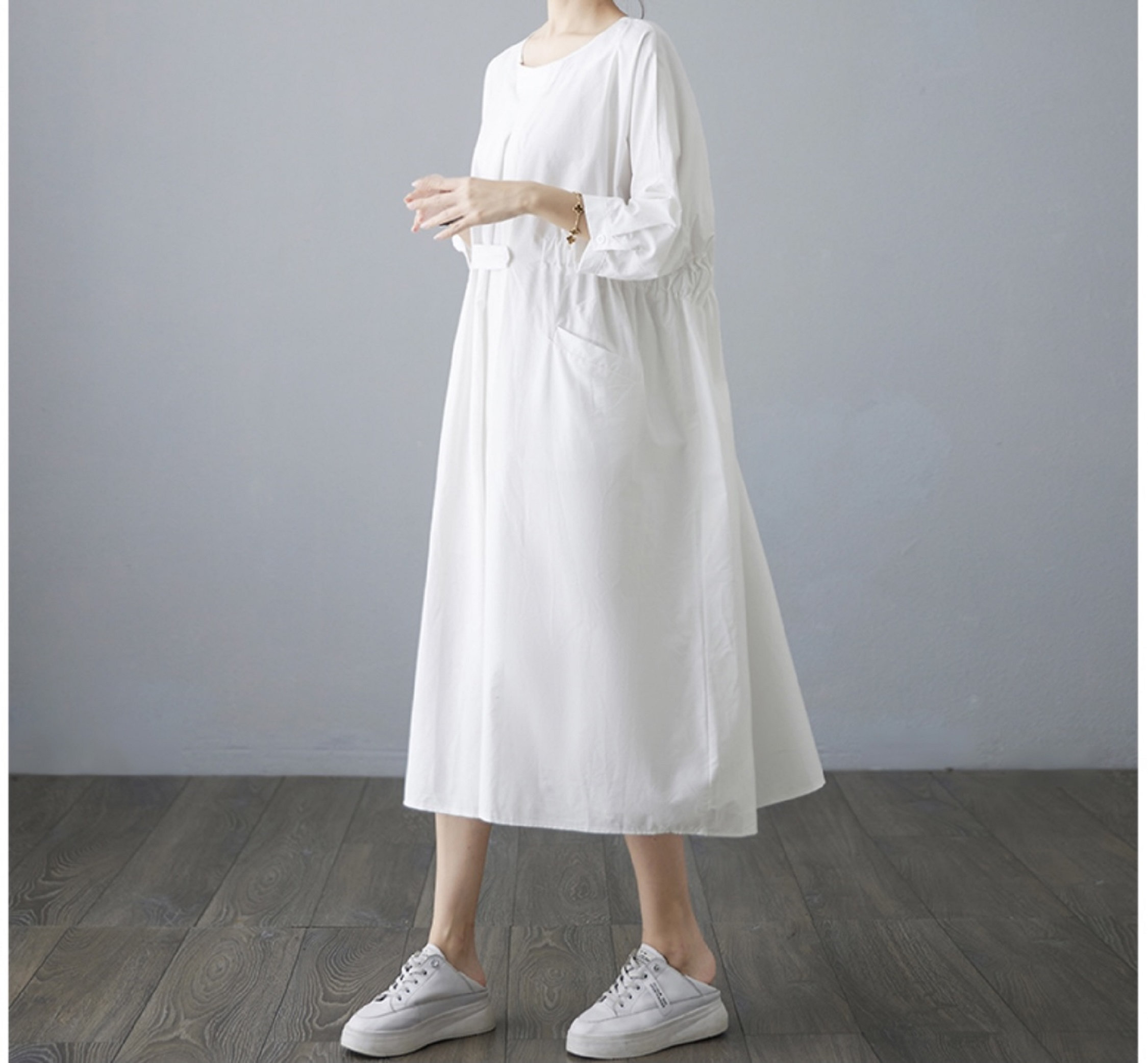 White cotton linen dress oversized great choice handmade | Etsy