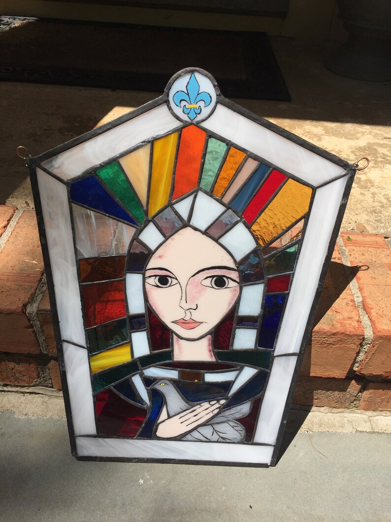 Joan of Arc Tiffany Stained Glass Hanging Etsy