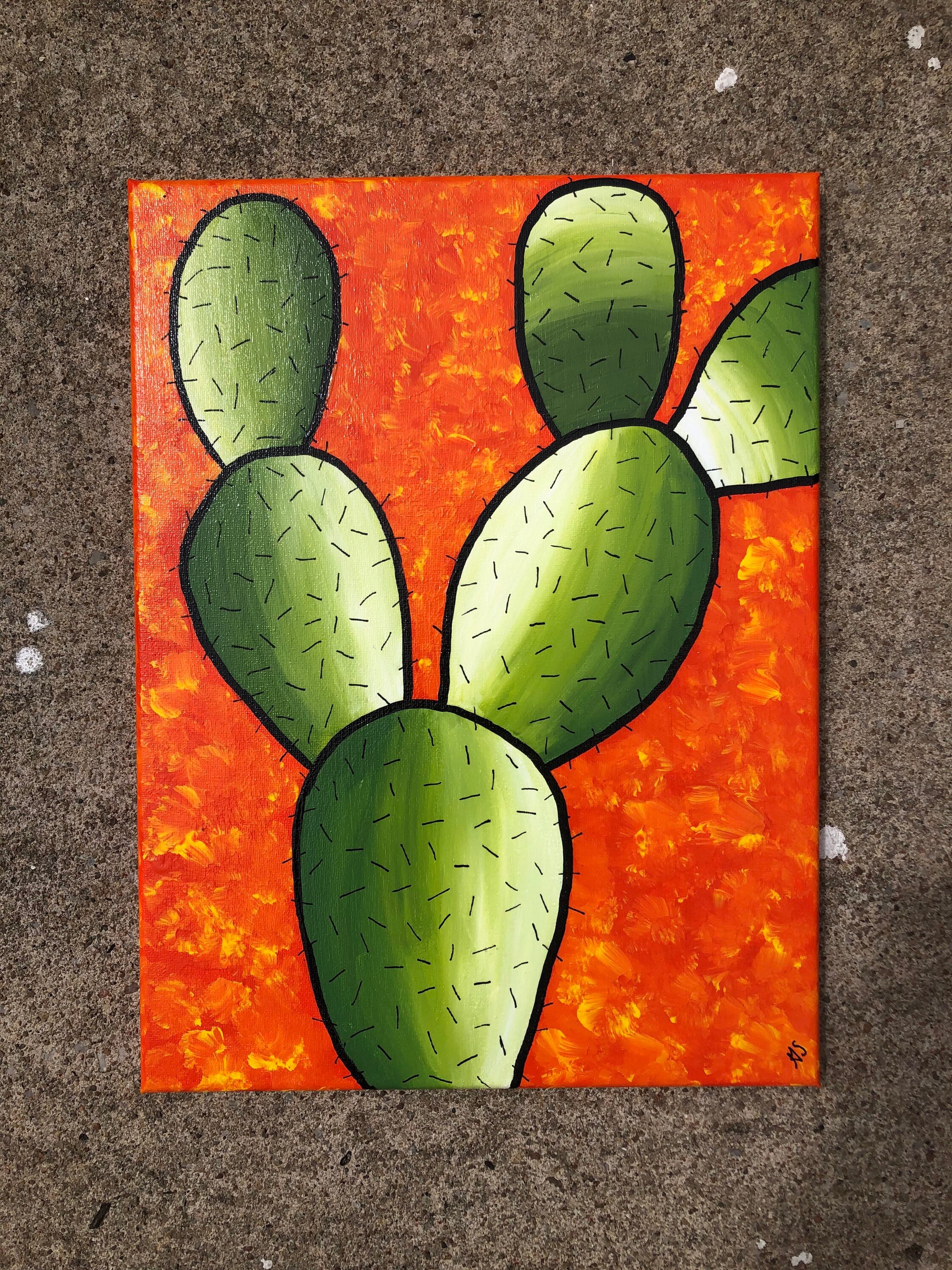 Prickly Pear Cactus Painting on Canvas | Etsy