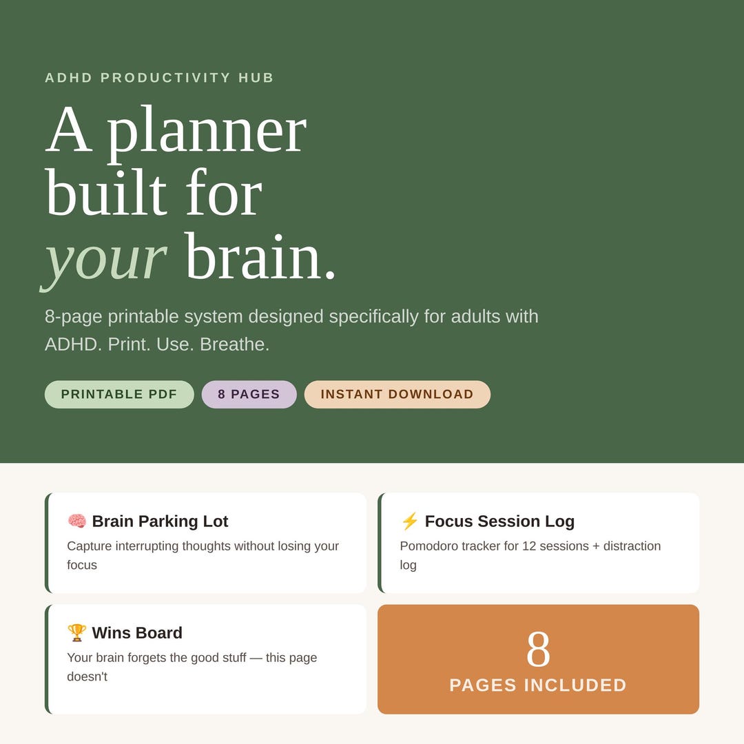 ADHD Productivity Planner Printable PDF | Daily Planner for ADHD Adults ...