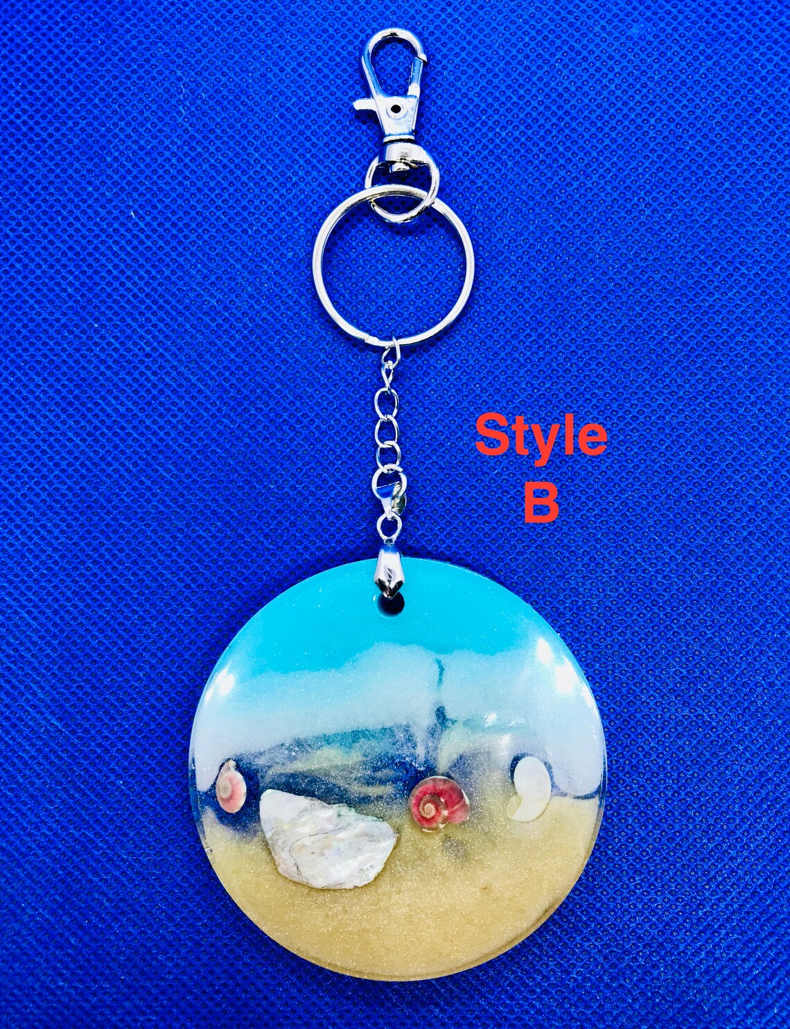 Resin Beach Themed Keychain Holder Ocean Inspired Keyring With Etsy