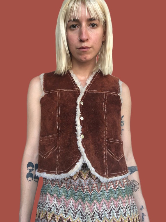 Vintage 70s genuine suede lined vest