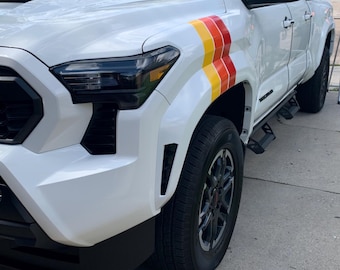 2024 Toyota Tacoma TRD Retro Fender Decals, yellow orange red stickers, trd flag, high quality oracal brand, waterproof, easy install