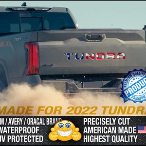 2022+ Toyota Tundra USA Flag Trasero 3M Inserciones de calcomanías/pegatinas de vinilo para portón trasero