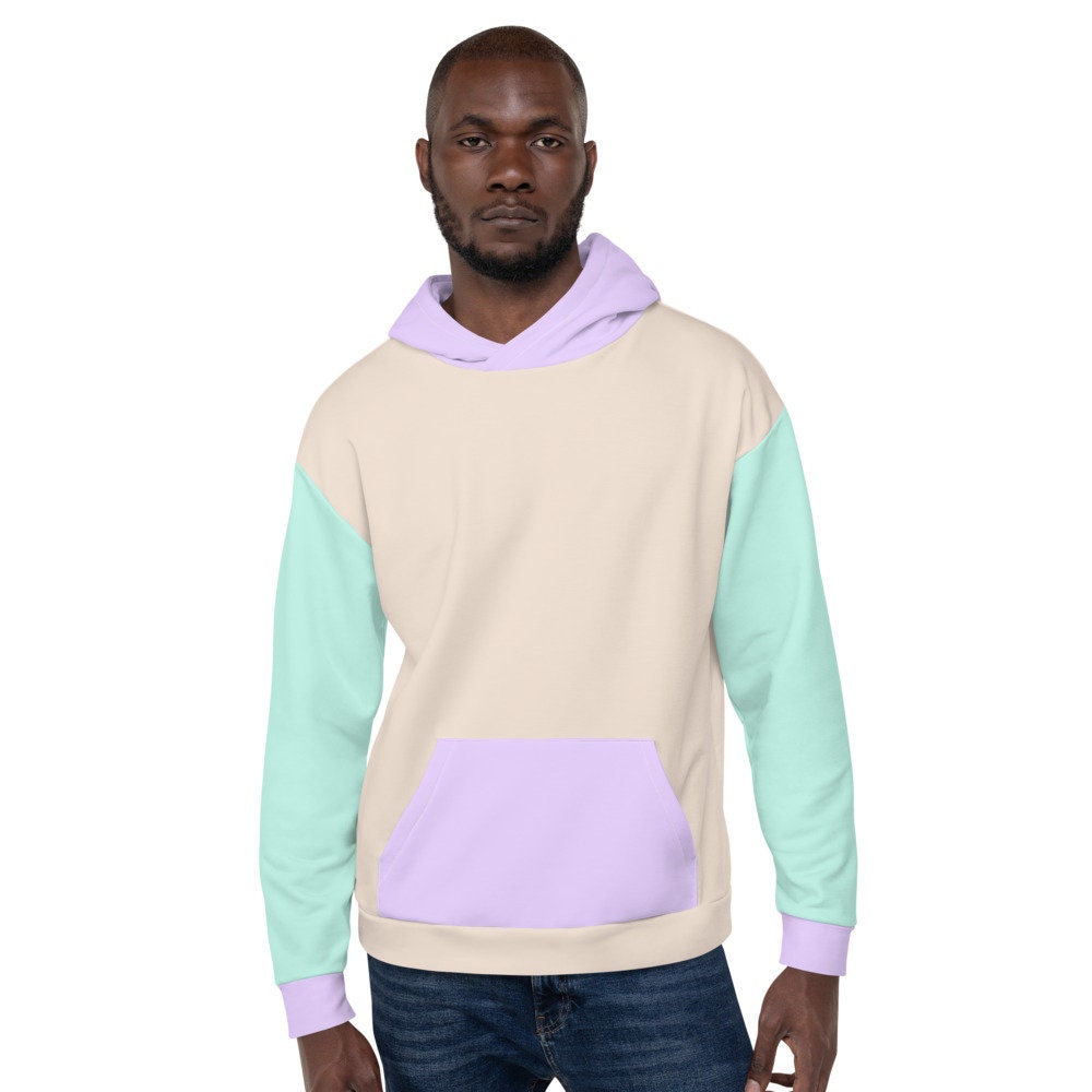 Pastel Color Block Hoodie Cotton Candy Colorful Purple Etsy