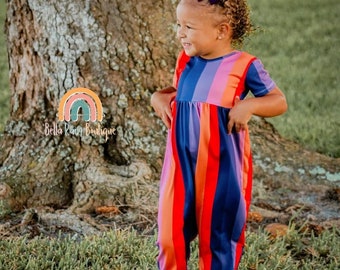 Girls romper, rompers for girls, summer romper, summer lounge wear, kids romper with stripes, unique rompers, handmade romper for girls