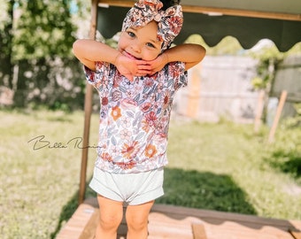 Floral children's top, floral top for kids, infant flowery t-shirt, children's colorful floral tee