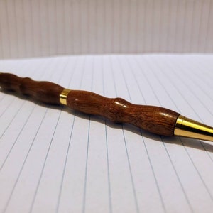 Handmade Sapele Wood Pen, Gold finish ballpoint pen