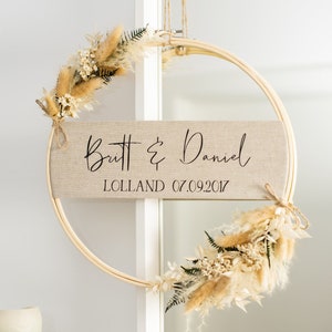 Unique door wreath with dried flowers natural-white-green personalized gifts Wedding, birthday, home decor image 5