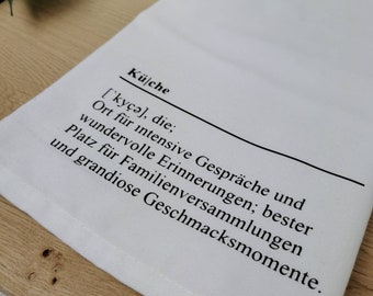 Geschirrtuch mit Spruch 'Definition Küche' - Geschenk zum Einzug, Hochzeit oder Muttertag