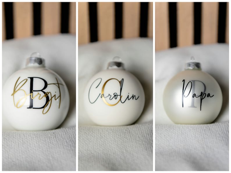 Stylishly personalized Christmas ball 8 cm in real glass with initial letter image 4