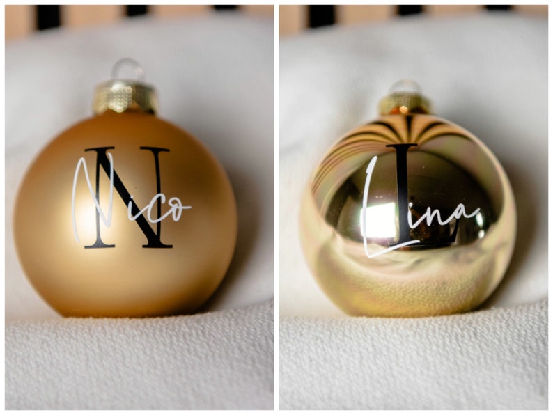 Stylishly personalized Christmas ball 8 cm in real glass with initial letter image 7